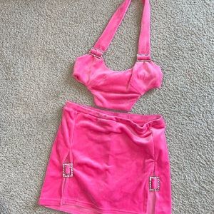 Dolls Kill Pink velour Skort Set